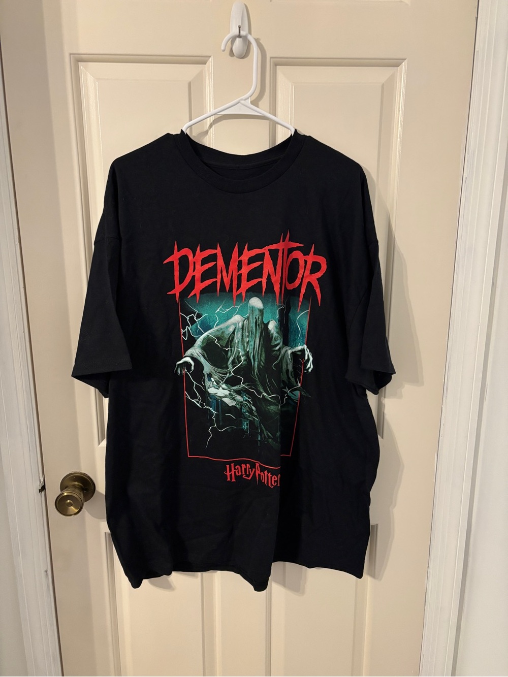 Harry Potter Black 'Dementor' Graphic Tee with Red & Teal Print